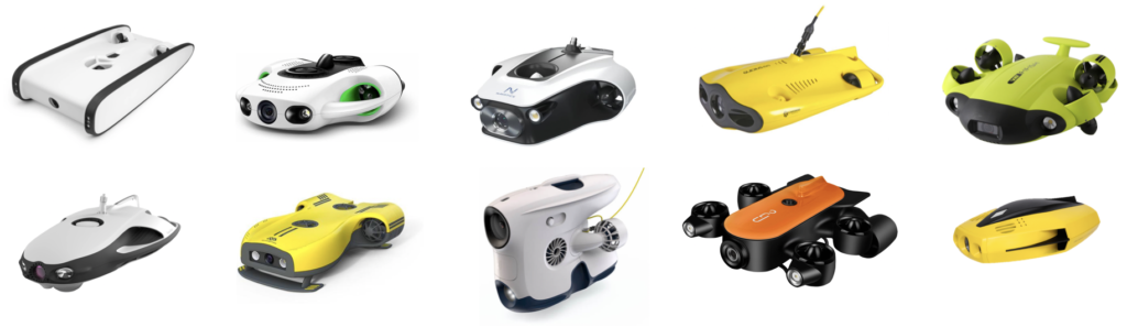 Many of the products that appear when searching for ‘underwater drone’ - Most of them are 3-10 kg in weight and cost $500-$3,000.