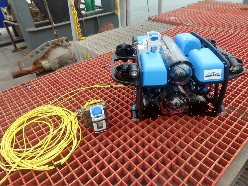 This <em>BlueROV2</em> by SeaView Systems is fitted with 2 battery packs and SeaView's Battery Manager.